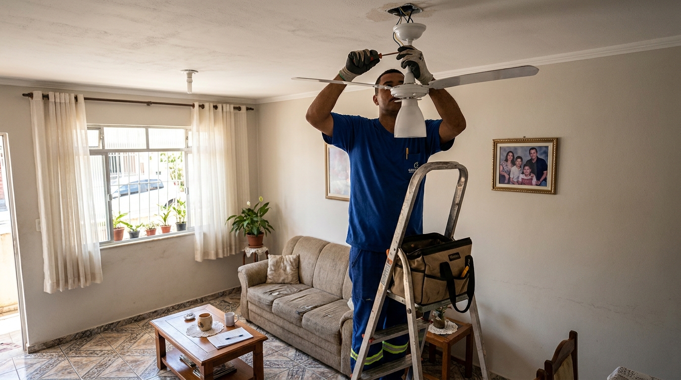 Instalacao de ventilador de teto residencial em Jaboatão dos Guararapes‑PE