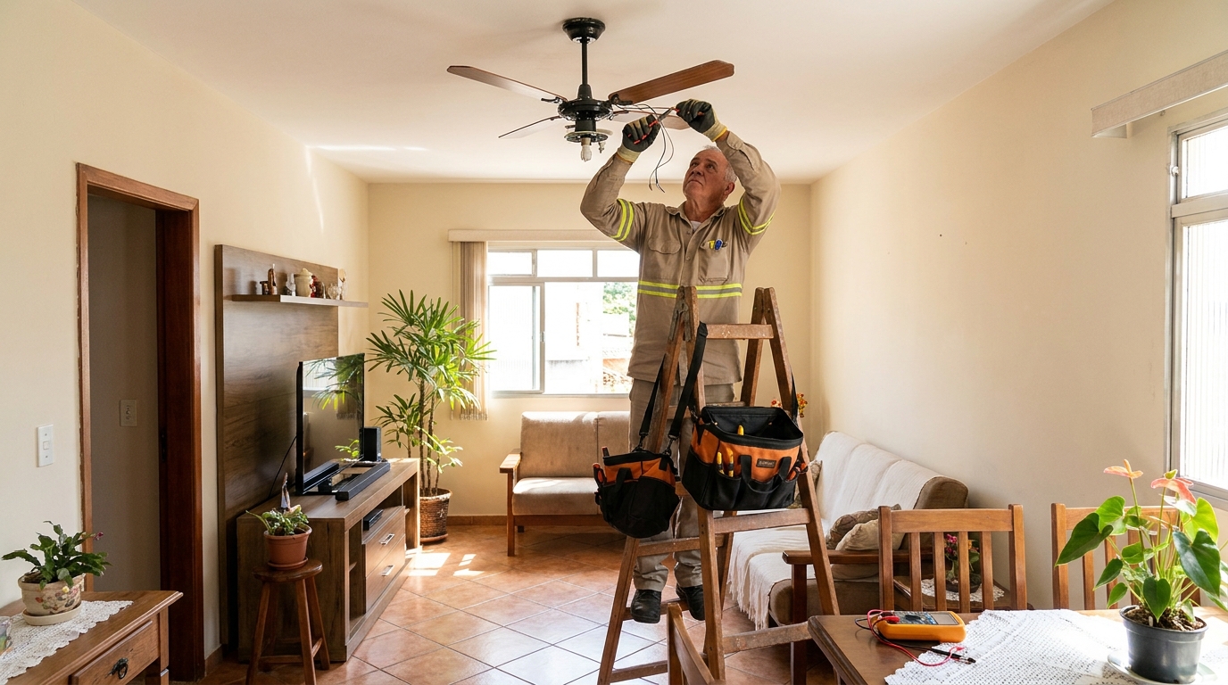 Montagem de ventilador de teto em Jaboatão dos Guararapes‑PE